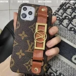 iPhone 14 Fashion Brand Leather Strap Back Case-9