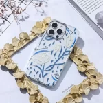 iPhone 15 Pro Max Mikalen Gold Floral Print Clear Mobile Case