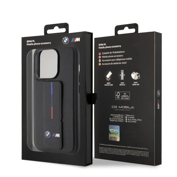 iPhone15SeriesBMWBlackLeatherCasewithGripStand-8