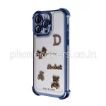 Dazzling Rhinestone Bear Transparent Phone Cover For iPhone 15