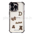 Dazzling Rhinestone Bear Transparent Phone Cover For iPhone 15