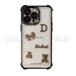 Dazzling Rhinestone Bear Transparent Phone Cover For iPhone 15