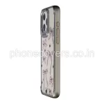 iPhone 15 Luxury Pink Bow Print Clear Phone Cover With Metal Finish