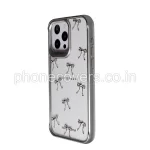 iPhone 15 Pro Max Luxury Bow Print Clear Phone Cover With Metal Finish