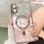 iPhone 16 Luxury MagSafe Transparent Phone Cover with Camera Lens Protection