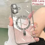 iPhone 16 Luxury MagSafe Transparent Phone Cover with Camera Lens Protection