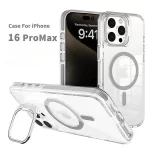 iPhone 16 Pro Max MagSafe Clear Case with Metal Kickstand, Camera Frame & Rings-3