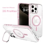 iPhone 16 Pro Max MagSafe Clear Case with Metal Kickstand, Camera Frame & Rings-3