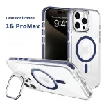 iPhone 16 Pro Max MagSafe Clear Case with Metal Kickstand, Camera Frame & Rings-3