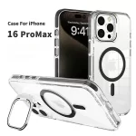 iPhone 16 Pro Max MagSafe Clear Case with Metal Kickstand, Camera Frame & Rings-3