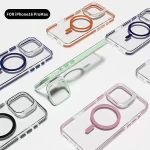 iPhone 16 Pro Max MagSafe Clear Case with Metal Kickstand, Camera Frame & Rings-3